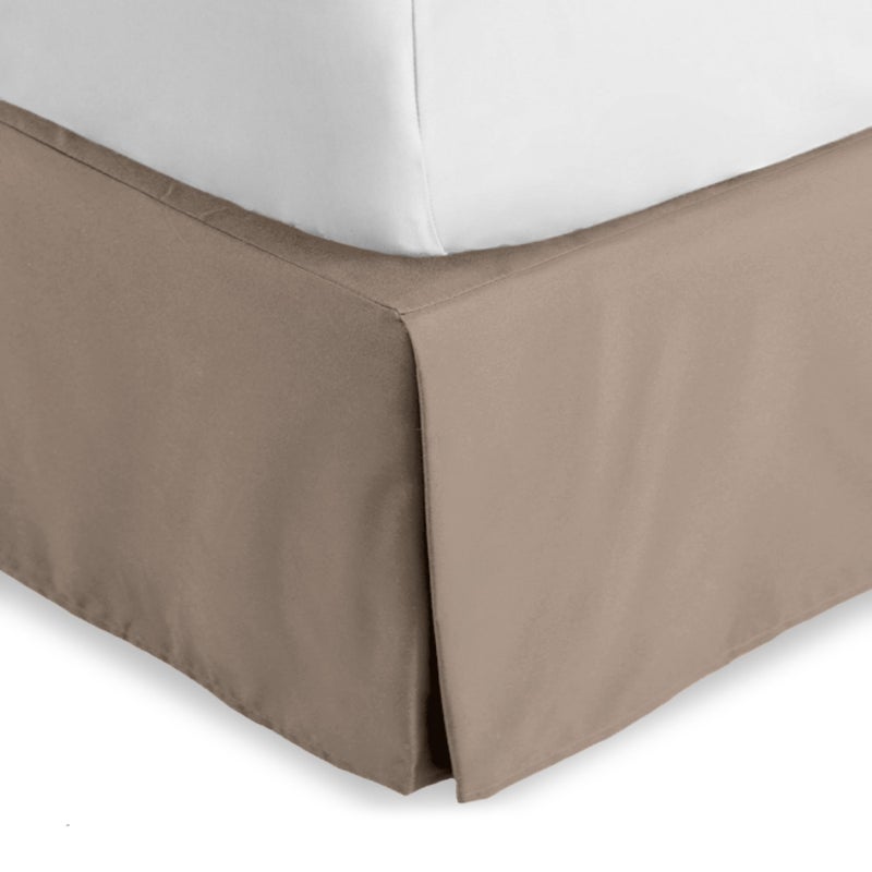 Bare Home Full Bed Skirt - 15-Inch Tailored Drop Easy Fit - Bed Skirt for Beds - Center & Corner Pleats (Full, Taupe) - Image 1